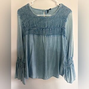 Blue Jean Smocked Women's Top